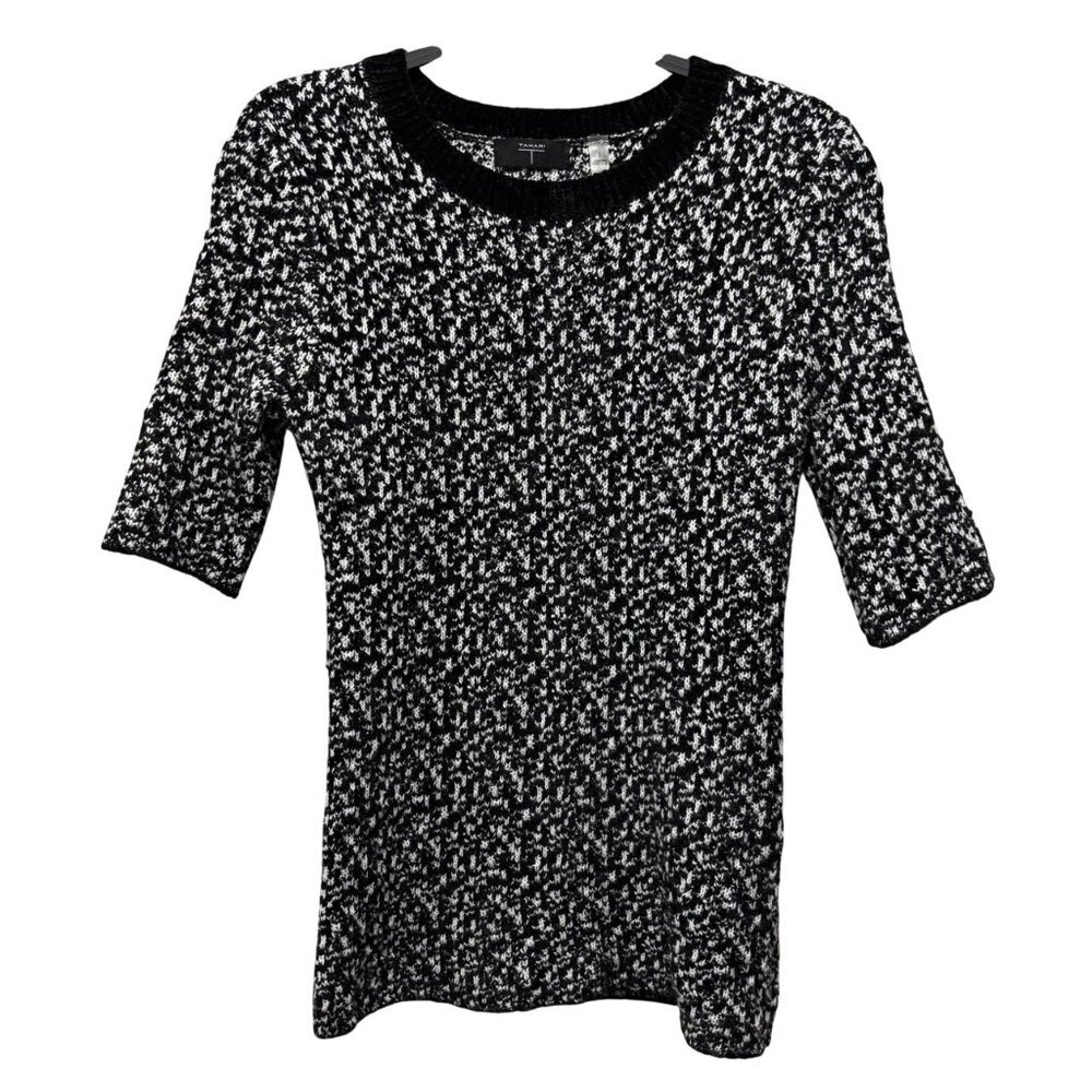 Tahari Womens Black & White Knit Sweater Blouse Size S